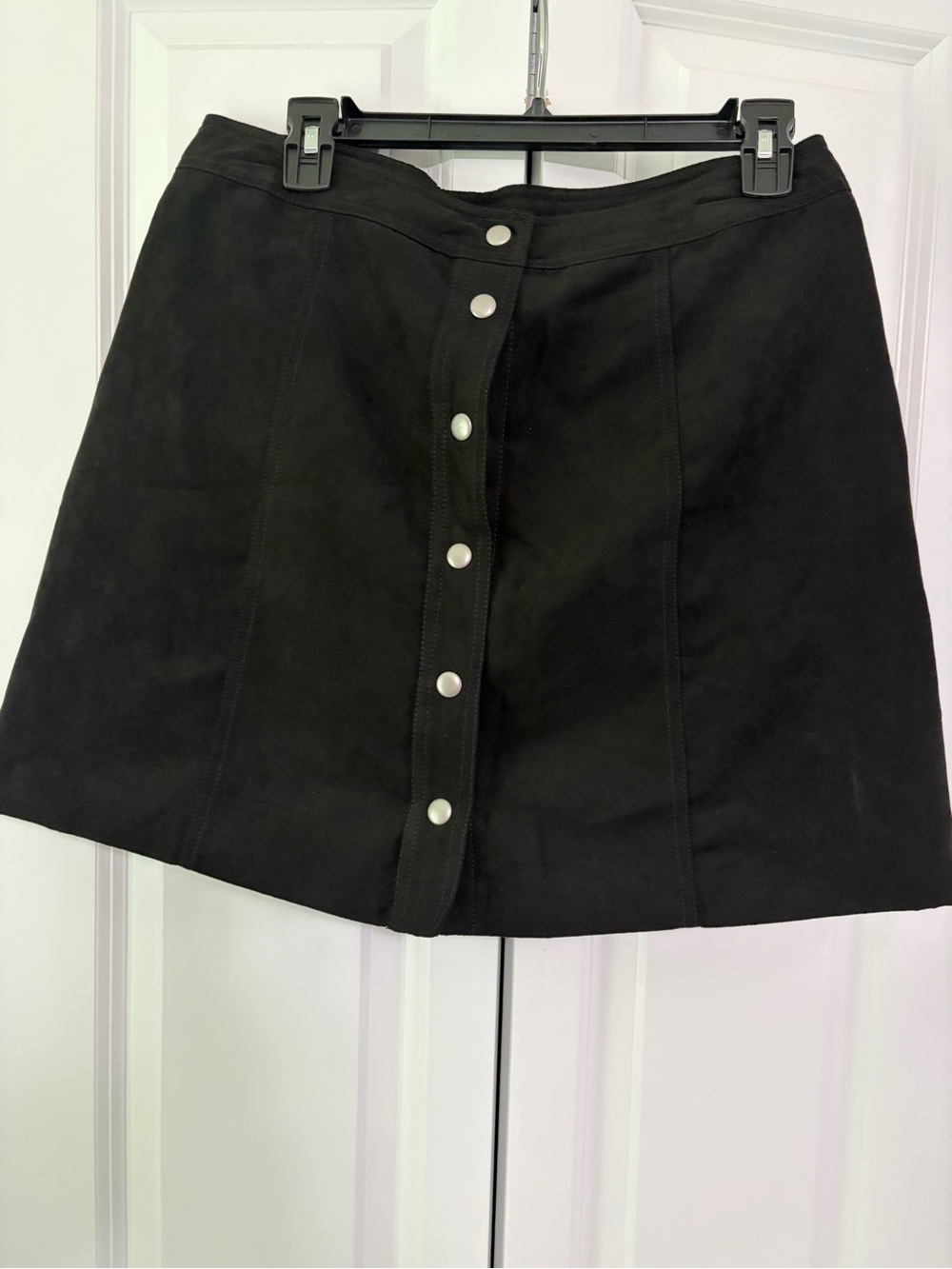 H&M Divided - Black Velvet Button-Front A-Line Skirt